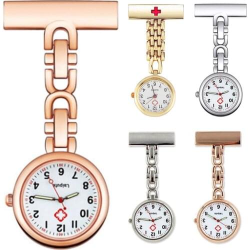 Luminous Pocket Watch Pin Retro Cross Clock High Quality Stainless Steel Bracelet Nurse Pocket Watch Quartz Pocket Watch