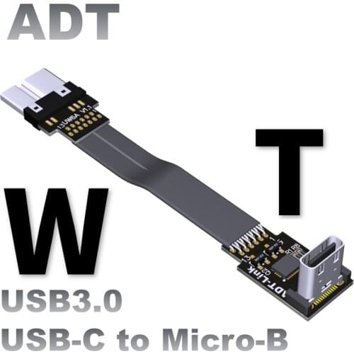 USB 3.0 Type-C to USB 3.0 micro-B Flat FPV shielded cable Type C Micro B Angled Support OTG 0.03m-3m 5G/bps Aerial photography