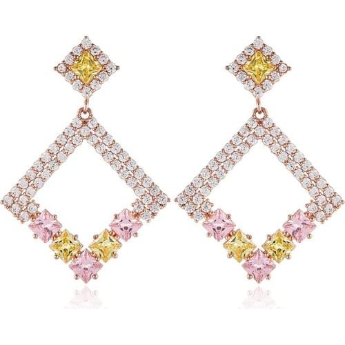 YANMEI CZ Geometrische Stud Oorbellen Voor Vrouwen Halve Cirkel Kristal De Wiel Oorbel Luxe Pendientes Accessoires