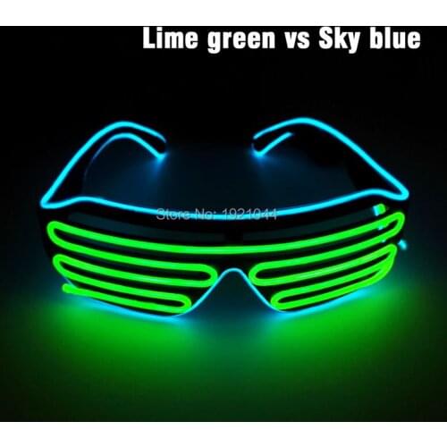 Colorful Fashion EL Wire Fashion LED Neon Lighting Flash Shutter Shaped Glasses with 3V Inverter for Festival Party Decoration
