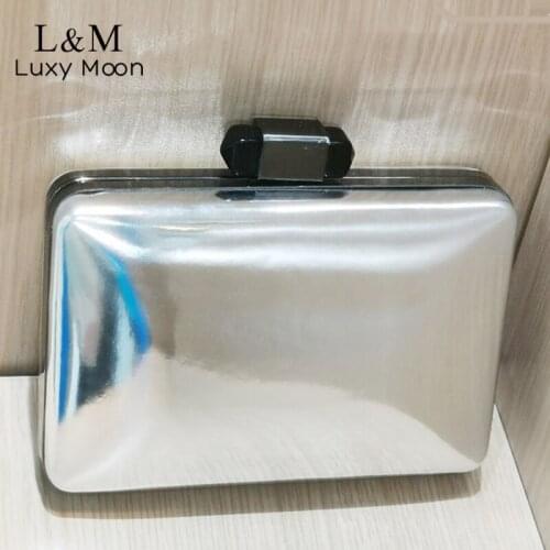 Women Evening Bag Silver Clutch Bag Party Dinner Small Purse And Handbag Metal Designer Bag New Fashion Chain Shoulder Sac X465H