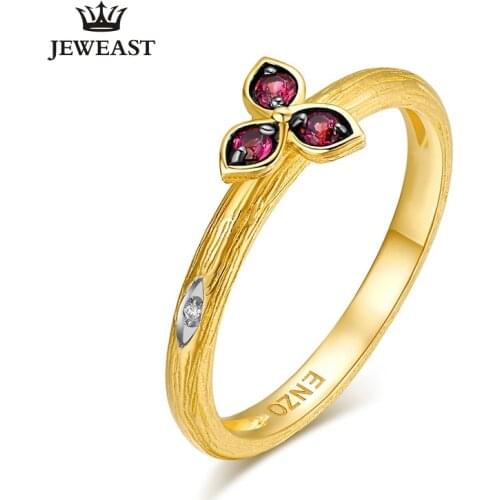 ENZO Natural Garnet 18K Pure Gold 2020 New Hot Selling Top Ring Women Heart Shape Ring For Ladies Woman Genuine Jewelry