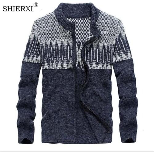 SHIERXI Winter Mens Casual Long Sleeve Sweater Cardigan Knitted Coats Knit knitwear Man knitted sweater Knitting Tops