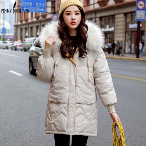 PinkyIsBlack 2020 Winter Jacket Women Fur Hooded Thick Parka Female Long Winter Coat Women Down Cotton Lady Wadded Jacket Coat
