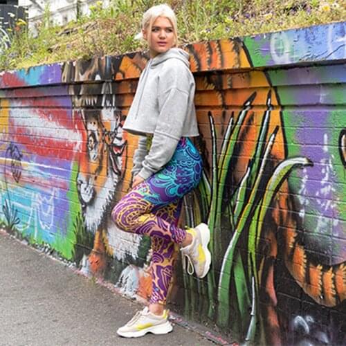 2021 New Arrival Hot sale Women Datura Tie Dye Leggings Yoga Fitness Leggings Push Up Workout Female Pants