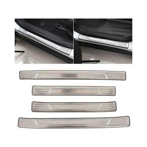 4* Silver Steel Outer Door Sill Threshold Plate Cover For Chevrolet Blazer 19-20