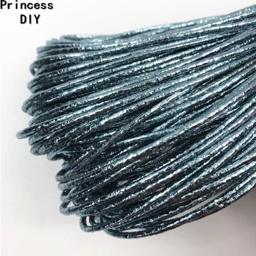5M/Lot Jewelry Making Shiny 3mm Round Lake Blue Cords Sequin PU Leather Fabric Glitter Rope DIY Bracelet Choker Collar Materia