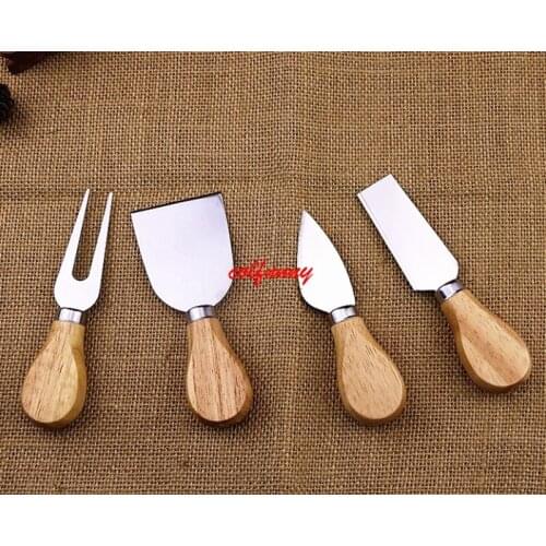 50 sets *4pcs/sets Fast Shipping Knives Bard Set Oak Handle Cheese Knife Kit Kitchen Cooking Tools Useful Accessories F061203