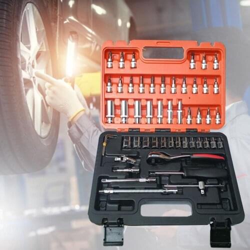 55% Hot Sales 53Pcs Socket Suit High Hardness Anti-corrosion Chrome Vanadium Alloy Steel Socket Set Car Repair Tool Ratchet Wren