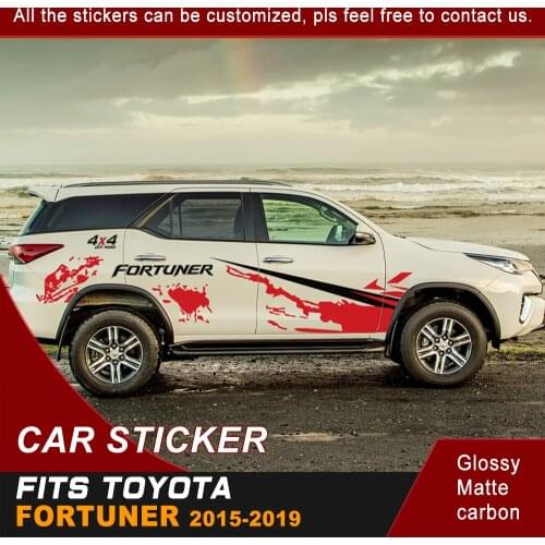 Car Stickers Side Body Sticker 4X4 Off Road Fortuner Stripe Suv Graphic Vinyls Car Decals Custom Fit For Toyota Fortuner