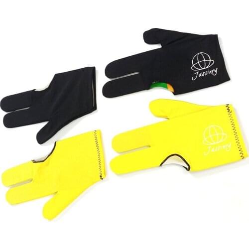 Free shipping 8pcs/lot Jaddinry New Billiards Pool gloves black/yellow Color Three-fingers Snooker gloves Fabric Carom Gloves
