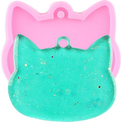 Shiny Glossy Cat Silicone Mold Epoxy Resin Craft Keychain Mould DIY Handmade Charms Molds Polymer Pendant Clay Moulds