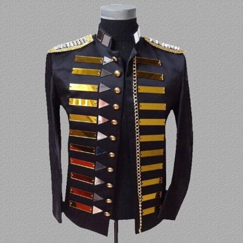 Sequins blazer men suits designs jacket mens stage singers lens clothes dance star style dress punk rock masculino stand collar