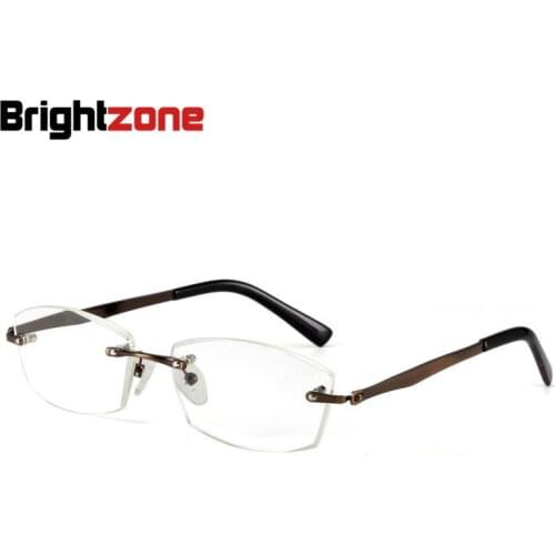 Brightzone Frameless Men Reading Glasses Anti Blue Rays Resin Clear Lenses Titanium Alloy Anti-Fatigue Eyeglasses +1.00 To +4.00