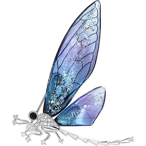 Flying Dragonfly Brooch Pins Glitter & Rhinestone Crystal on the Wing Art Nouveau Dragonfly Jewelry for Women Insect Broach LK4