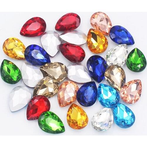 20x30mm Drop Shape Piontback Sewing Rhinestones Shiny Glass Stones and Crystals Strass Crafts DIY Sew on Rhinestones For Clothes