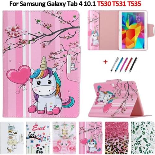 Coque For Samsung Galaxy Tab 4 Case 10.1" Cute Unicorn Panda Leather Tablet Funda For Smasung Galaxy Tab 4 Cover T530 T531 T535