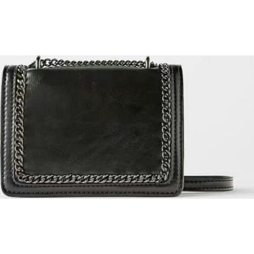 Black Mini Crossbody Bag Men and Womens Messenger Bag Chain Crossbody Bag Vintage Rivet Handbag Chain Classic Shoulder Bag