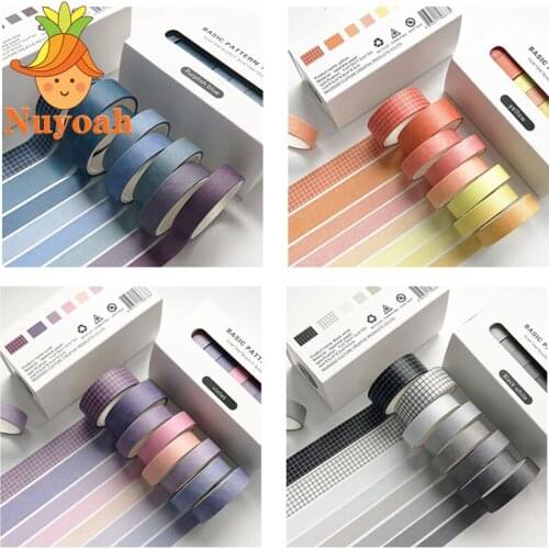 8pcs Washi Tape Aesthetic Set Retro Solid Color Basic Decoration DIY Scrapbook Sticker Kawaii Masking Tape School Supplies Tool