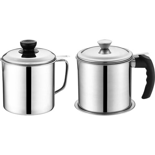 Stainless Steel Lard Tank 1.3L Large Capacity Household Cooking Oil Separator Storage Filter Pot Bottle with Dust Cover Kitchen