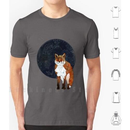 Lunar Kitsune T Shirt DIY Cotton Big Size S-6xl Fox Foxes Vixen Canine Animals Animal Wild Wildlife Nature Full Moon Moon