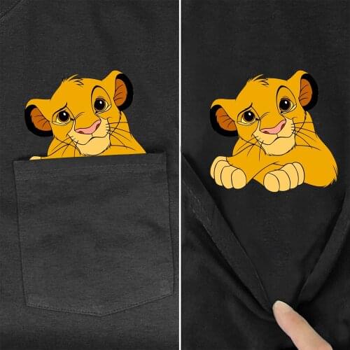 CLOOCL Animal Cotton T-Shirt Pocket Lion Printed Harajuku T-Shirt Hip Hop Casual Tops Sweatshirt Funny Cotton Tees Drop Shipping