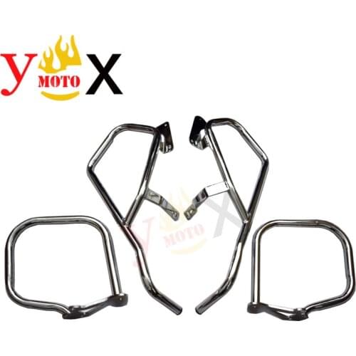 Set K1600 Chrome/Black Motorcycle Front Engine Guard Rear Crash Bar Bumper Protection For BMW K1600GT K1600GTL 2011-2018