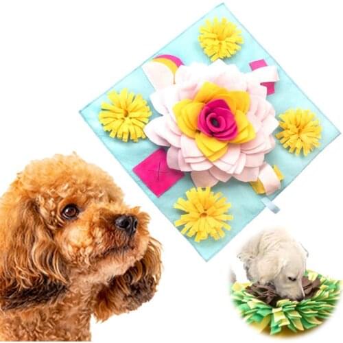 Flower Shape Pet Snuffle Feeding Mat Washable Dog Puzzle Toys Nosework Blanket for Dogs Interactive Training Stress Release Pad