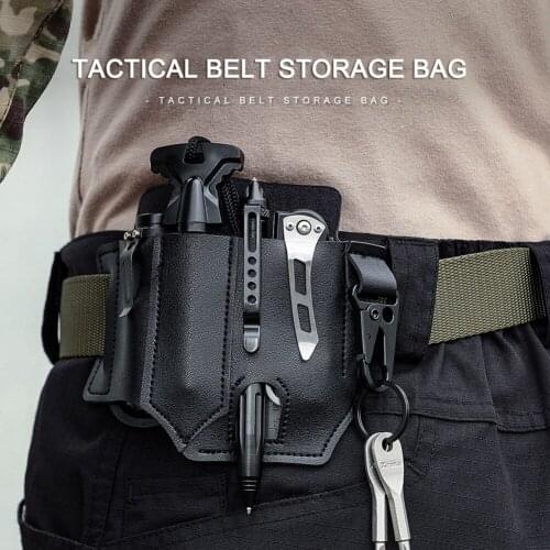 Leather Case Vintage Style Portable Tool Set Outdoor Survival Hanging Waist Seat Belt Bag Suitable For Iphone Mobile Phone Bag