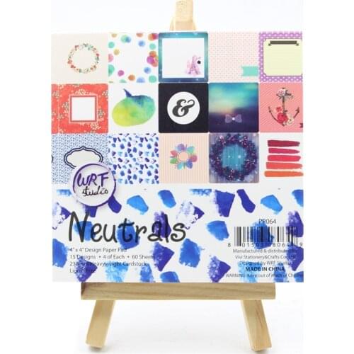 KSCRAFT 60pcs 4" Single-side Printed Neutrals pattern creative papercraft art paper handmade scrapbooking kit set book