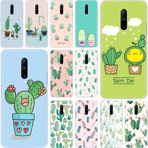 Hot Cactus Leaves Plants Soft Silicone Fashion Transparent Case For OnePlus 7 Pro 5G 6 6T 5 5T 3 3T TPU Cover