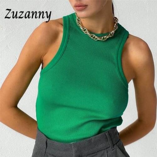 Zuzanny Green Womens Tank Top O Neck Ribber Rose Red Summer Casual Basic Vest Y2k Off Shoulder Sleeveless Tops