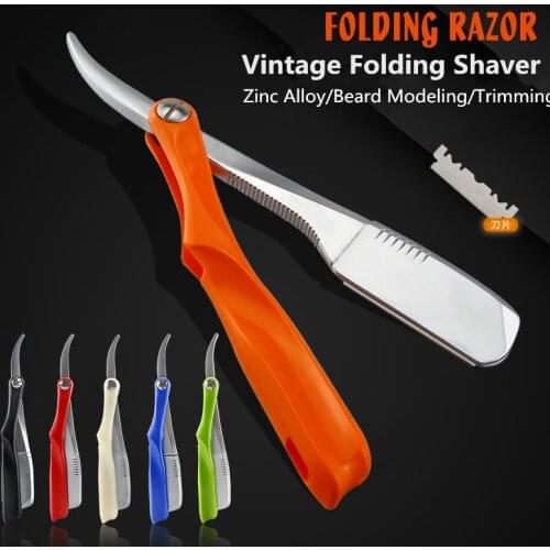 Men Shaving Barber Tools Manual Blade Razor Shaving Head Stainless Steel Scraper Vintage Folding 74 Knife Holder FREE CASE G1105