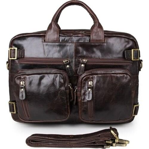 JMD Genuine Leather Applied Men Business Bag Chocolate School Bag Cowhide Backpacks High-capacity Bagpack Shoulders Bag 7026Q-1