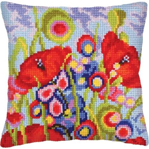 Latch Hook Cushion Kits ball Pillows Wedding Red Flower Home Decoration Kits for Embroidery Unfinished Latch Hook Pillow Case