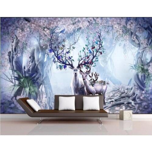 Custom mural 3d room wallpaper Fantasy forest elk home decoration painting picture 3d wall murals wallpaper for wall 3 d