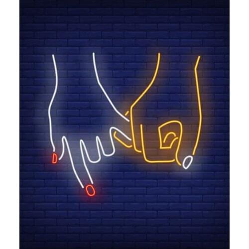 Neon Sign For Man And Woman Hands Holding Little Fingers Lamp resterant light Hotel custom LOVE home Impact Attract light