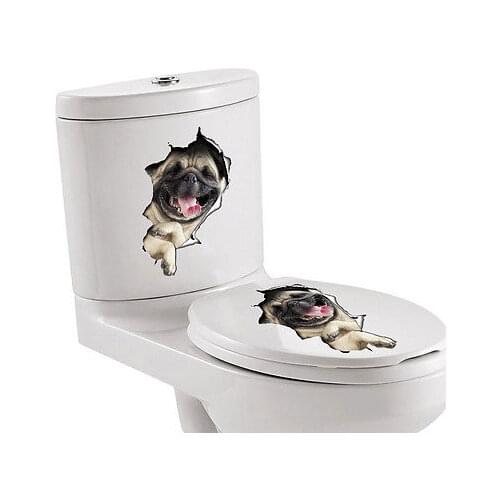 New Wall Stickers 3D Cracked Dog Vinyl Sticker Fridge Car Toilet Seat DIY Wall Decals Home Decor