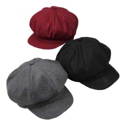 New Wool Baby Hat Octagonal Retro Adjustable Baby Cap for Girl Boy Autumn Winter Children Hat for 2-6 Years 1PC