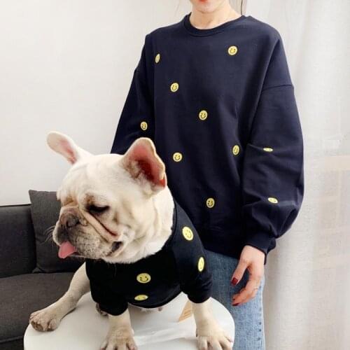 Pet Matching Clothes For Dogs Costume Smile Face Dog Hoodie Spring Autumn Pets Dogs Clothing French Bulldog Pet Clothes Yorkshir
