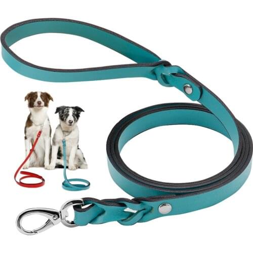 Real Leather Dog Leash 130cm Pet Walking Training Leads Genuine Leather for German Shepherd Golden Retriever Medium Large Dogs