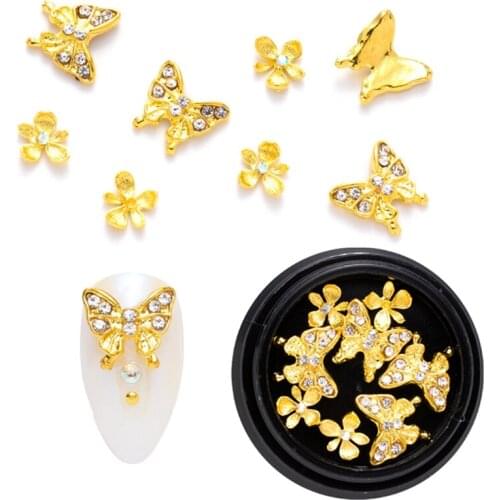 M4YA 1 Box Glass Crystal Rhinestones Nail Art Butterfly Flower Style Clothes Shoes Phones Jewelry Bags DIY Shiny Gems