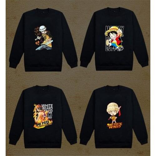 Anime One Piece Print Pullover Sweatshirt Coat Men Monkey D Luffy Ace Trafalgar Law Tracksuit Outfit Casual Outerwear Top