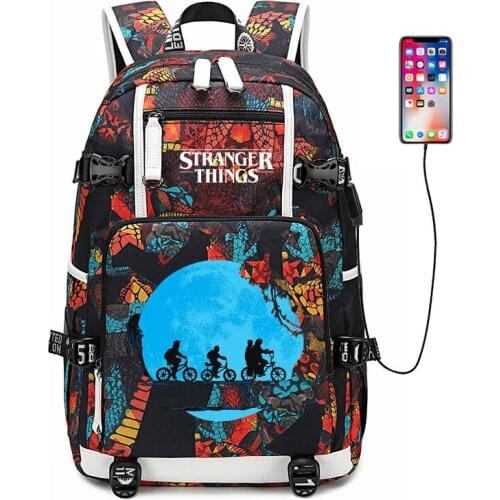 Stranger Things 3 USB Port Backpack Bag Laptop Travel Bag Rucksack Bag Cosplay School Book Bag Gift