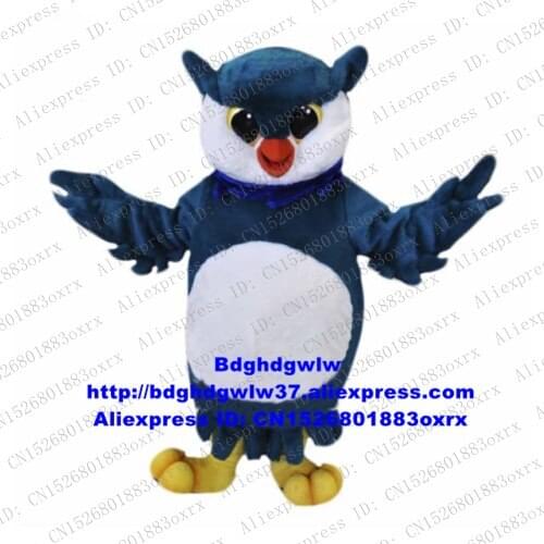 Blue Long Fur Owl Owlet Mascot Costume Adult Cartoon Character Outfit Suit The Public Holidays Marketing Promotions zx2763