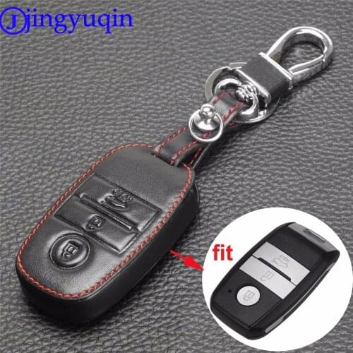 Jingyuqin 3 Buttons Remote Leather Car-Styling Car Key Cover Case For Kia Rio Sorento Cerato K3 Forte Rio5 Optima Smart Key