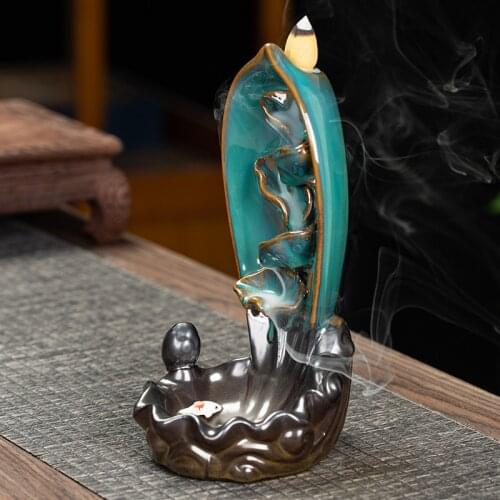 Waterfall Backflow Incense Bigger Tower Burner Incense Stick Holder Lotus Incense Censer Burner 10Pcs Incense Cones