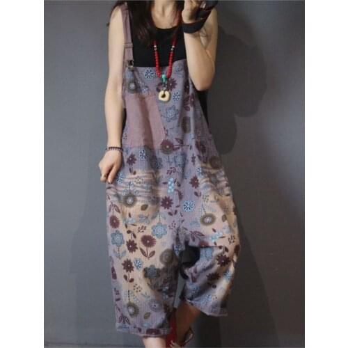Autumn Jumpsuits Women Retro Large size Rompers Casual Print pocket Bleached Loose Female Blended Denim Jumpsuits 2018