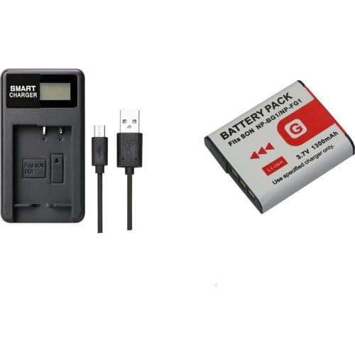 1 Pcs 1300mAh NP-BG1 NP BG1 Battery with battery charger For SONY DSC-H3 DSC-H7 DSC-H9 DSC-H10 DSC-H20 DSC-H50 DSC-H55 DSC-H70