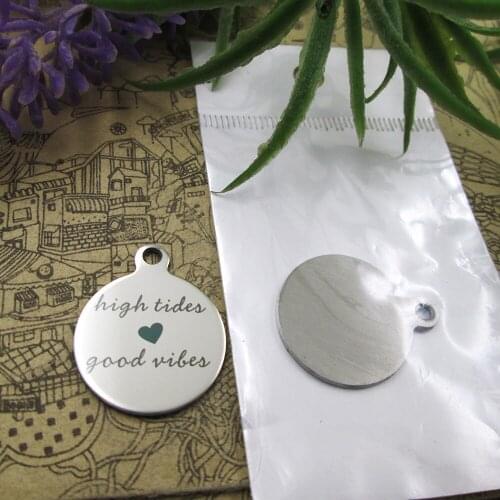 10pcs--"High Tides Good Vibes"stainless steel charms 5 styles for choosing DIY Charms for necklace bracelets
